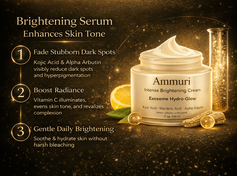 Ammuri Lightening Permanent Whitening Set Kojic Acid Serum Exosome Cream SPF 50 - Brightening Serum - British D'sire