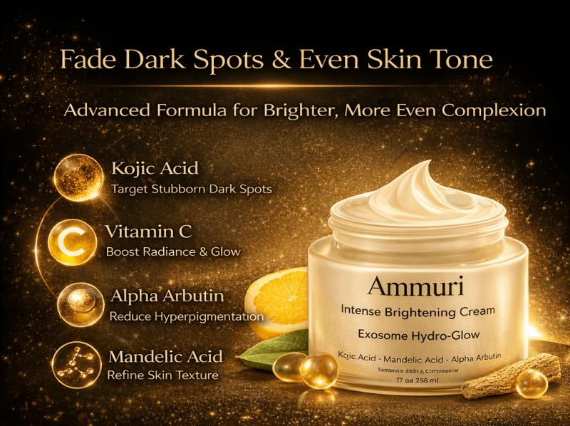 Ammuri Lightening Permanent Whitening Set Kojic Acid Serum Exosome Cream SPF 50 - Brightening Serum - British D'sire