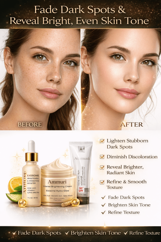 Ammuri Lightening Permanent Whitening Set Kojic Acid Serum Exosome Cream SPF 50 - Brightening Serum - British D'sire