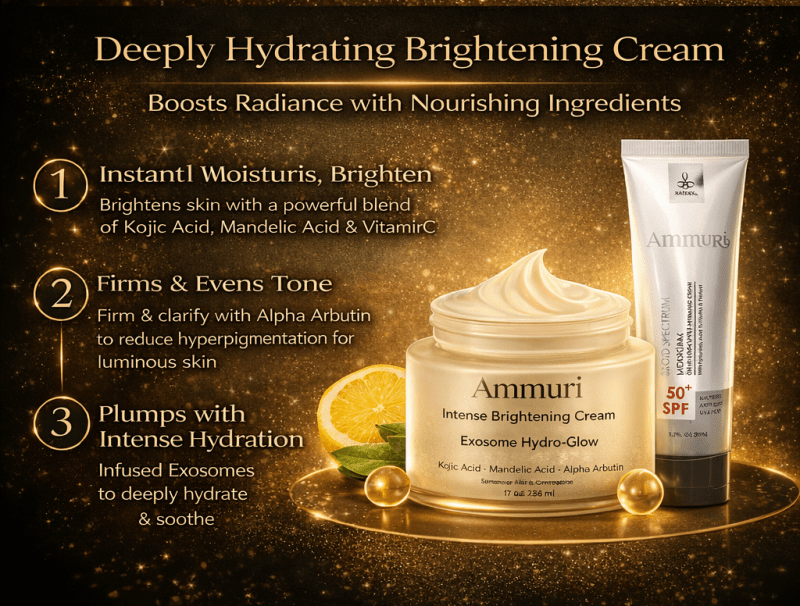 Ammuri Lightening Permanent Whitening Set Kojic Acid Serum Exosome Cream SPF 50 - Brightening Serum - British D'sire