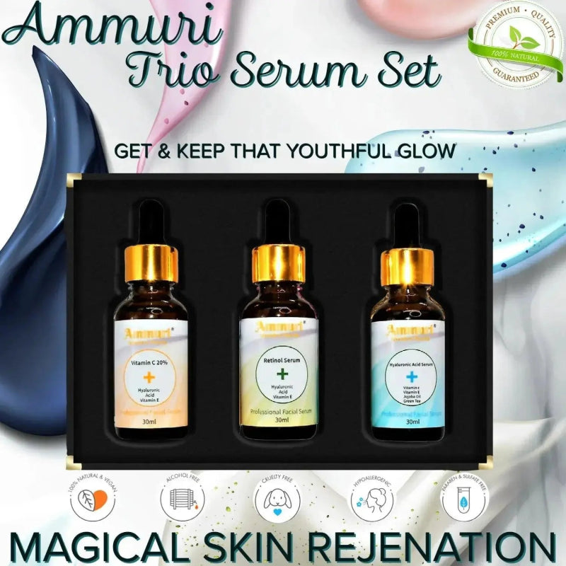 Ammuri Magical Rejuvenation 3 In 1 Trio Serum Vitamin C Hyaluronic Acid Retinol - TRIO SET - British D'sire