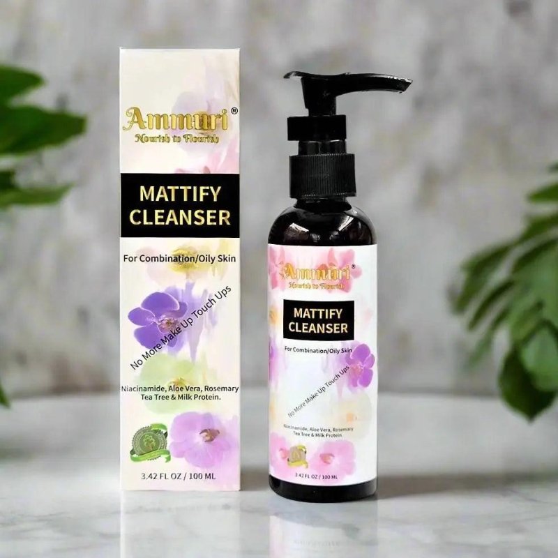 Ammuri Mattify Acne Face Cleanser Face Wash 100ml | Niacinamide, Tea Tree, Aloe Vera | Oily &amp; Acne Prone Skin Care - Facial Cleanser - British D'sire