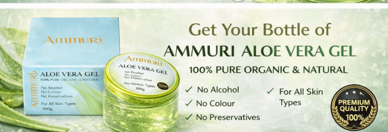 Ammuri Pure Aloe Vera Gel Natural Moisturizer Skin Psoriasis Treatment - Aloe Vera Gel - British D'sire