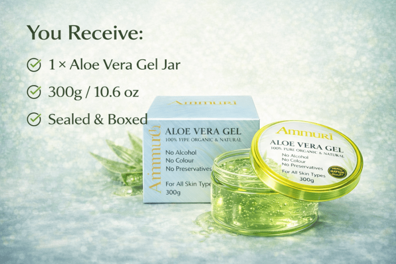 Ammuri Pure Aloe Vera Gel Natural Moisturizer Skin Psoriasis Treatment - Aloe Vera Gel - British D'sire