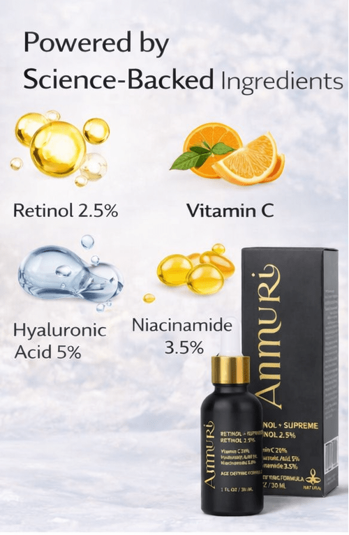 Ammuri Retinol 2.5% Rejuvenation Serum for Wrinkles, Dark Spots & Hydration 30ml - British D'sire