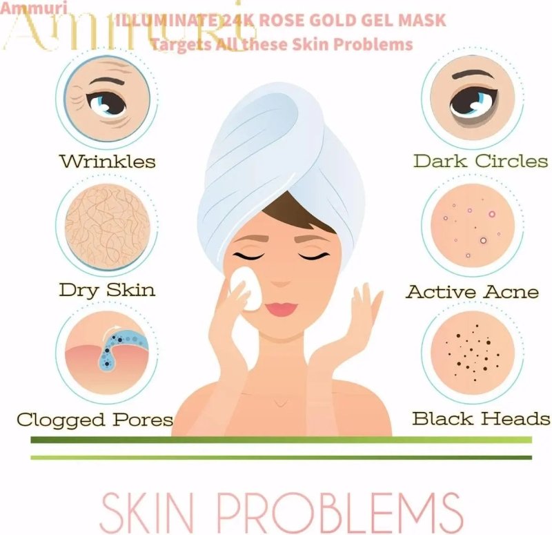 Ammuri Rose Clay 24K Gold Gel Face Mask – Pink Clay with Collagen, Niacinamide & Hyaluronic Acid – Hydrating, Pore Minimizer & Anti - Ageing Skincare, 250g - Ammuri Rose Clay 24K Gold Gel Face Mask - British D'sire