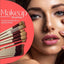 Ammuri Skincare 13 - Piece Professional Vegan Makeup Brush Set with Pine & Burgundy Finish and Travel Pouch - British D'sire
