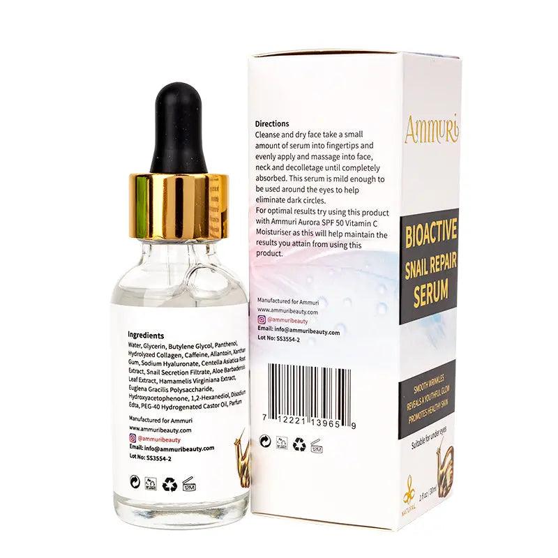 Ammuri Snail Repair Serum | Hydrating & Collagen Boosting - AMMURI BIOACTIVE SNAIL REPAIR SERUM 87% Organic Anti Ageing Face Serum - British D'sire