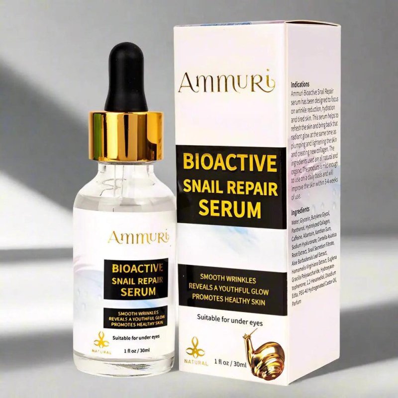 Ammuri Snail Repair Serum | Hydrating & Collagen Boosting - AMMURI BIOACTIVE SNAIL REPAIR SERUM 87% Organic Anti Ageing Face Serum - British D'sire Main image