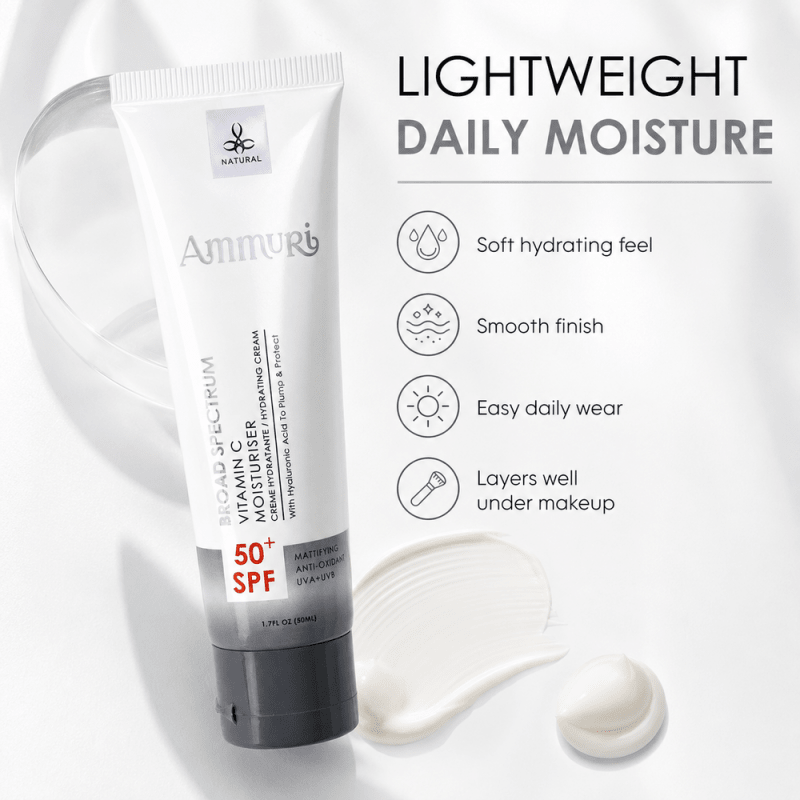Ammuri Vitamin C Day Serum SPF50 - Hydrating, Anti-Ageing, Brightening, Sun Damage Repair, 50ml - SPF50 Moisturiser - British D'sire