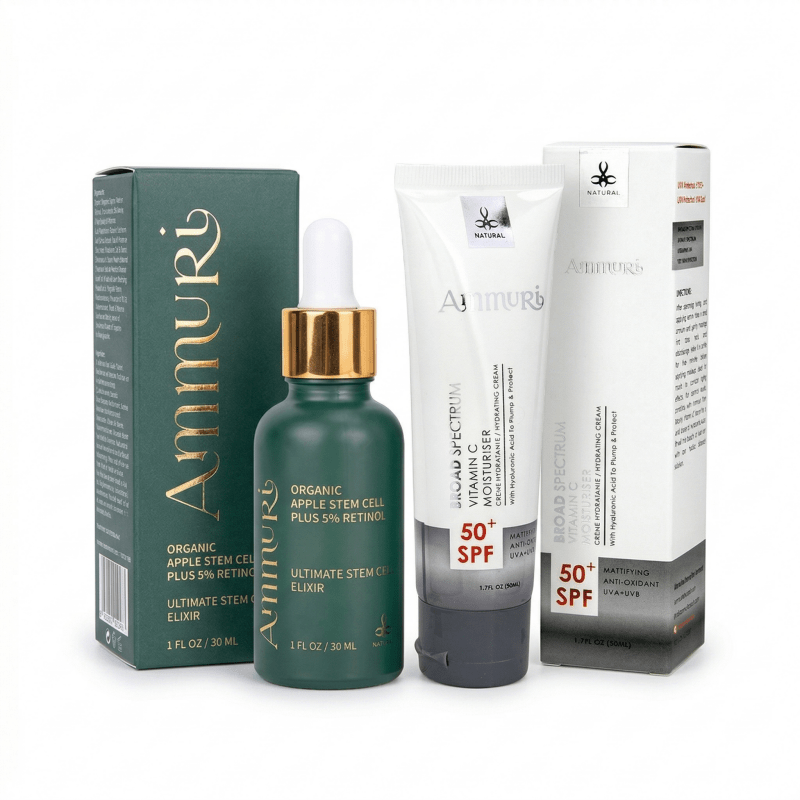 Ammuri Vitamin C Retinol Serum & SPF 50 Cream Brightening Skincare Routine Glow - Anti Ageing Face Serum - British D'sire