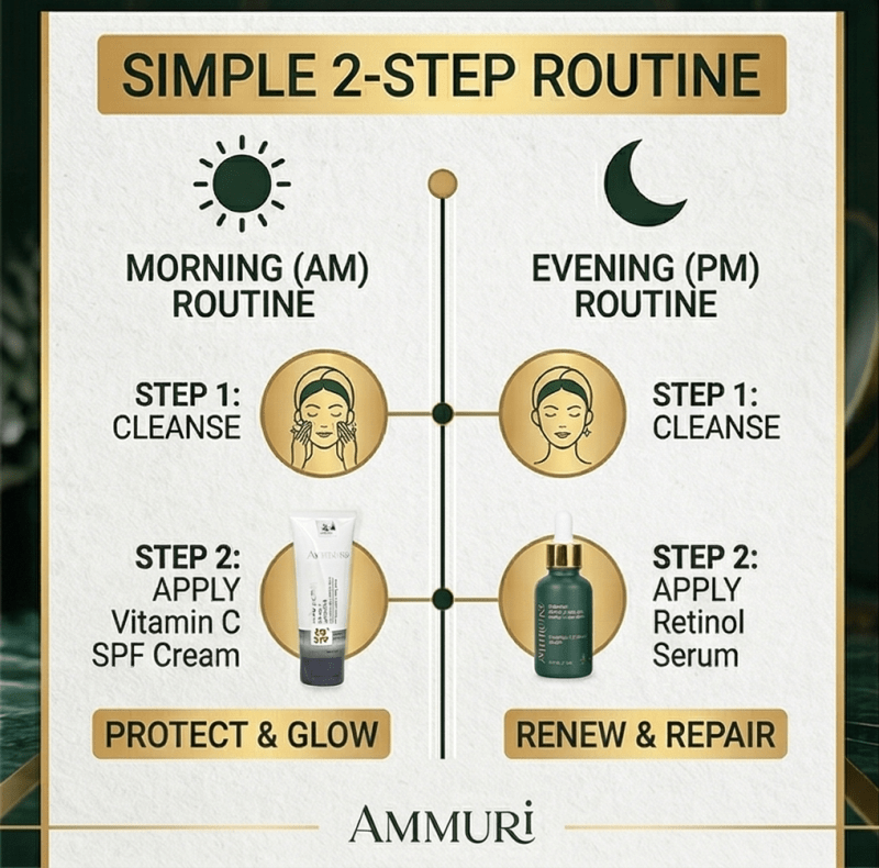 Ammuri Vitamin C Retinol Serum & SPF 50 Cream Brightening Skincare Routine Glow - Anti Ageing Face Serum - British D'sire