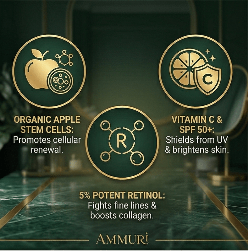 Ammuri Vitamin C Retinol Serum & SPF 50 Cream Brightening Skincare Routine Glow - Anti Ageing Face Serum - British D'sire