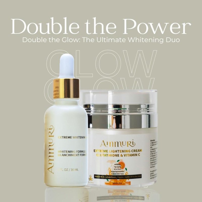 Ammuri Whitening & Brightening Cream & Serum Set – Radiant Glow Skin Care Duo for Dark Spots & Uneven Tone – Hydrating & Nourishing Treatment for Face, Neck & Body - British D'sire