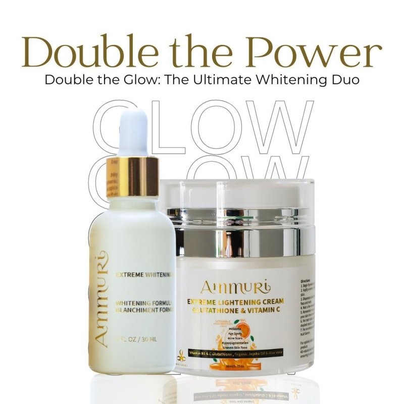 Ammuri Whitening & Brightening Cream & Serum Set – Radiant Glow Skin Care Duo for Dark Spots & Uneven Tone – Hydrating & Nourishing Treatment for Face, Neck & Body - British D'sire