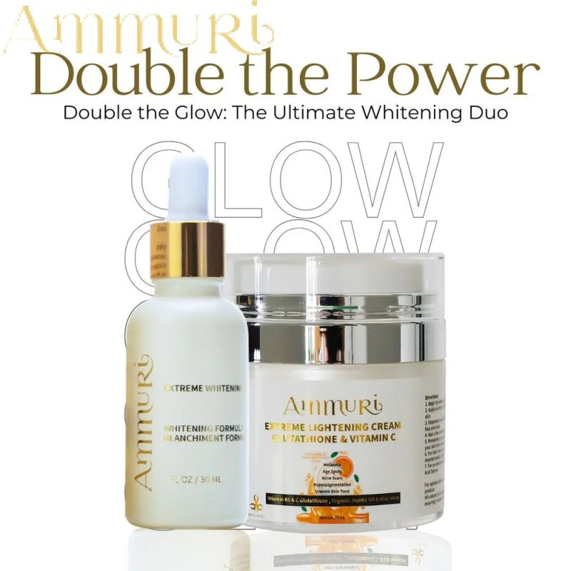 Ammuri Whitening & Brightening Cream & Serum Set – Radiant Glow Skin Care Duo for Dark Spots & Uneven Tone – Hydrating & Nourishing Treatment for Face, Neck & Body Secondary image