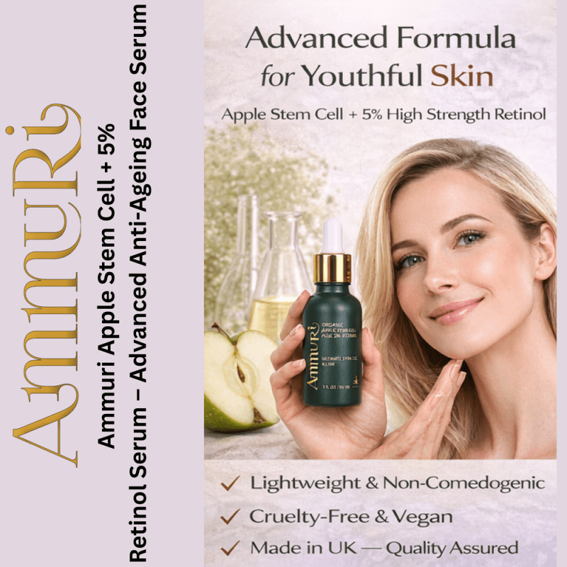 Ammuri’s 5% High Strength Retinol Serum + Apple Stem Cell Serum - 30ml - Ammuri Retinol Serum 5% (Ultimate Apple Stem Cell) - British D'sire