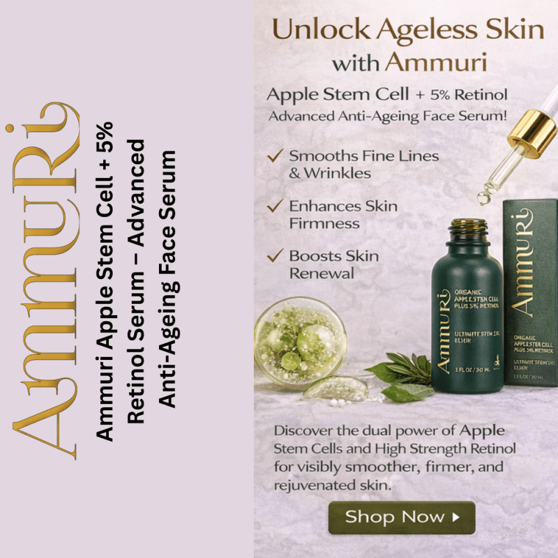 Ammuri’s 5% High Strength Retinol Serum + Apple Stem Cell Serum - 30ml - Ammuri Retinol Serum 5% (Ultimate Apple Stem Cell) - British D'sire
