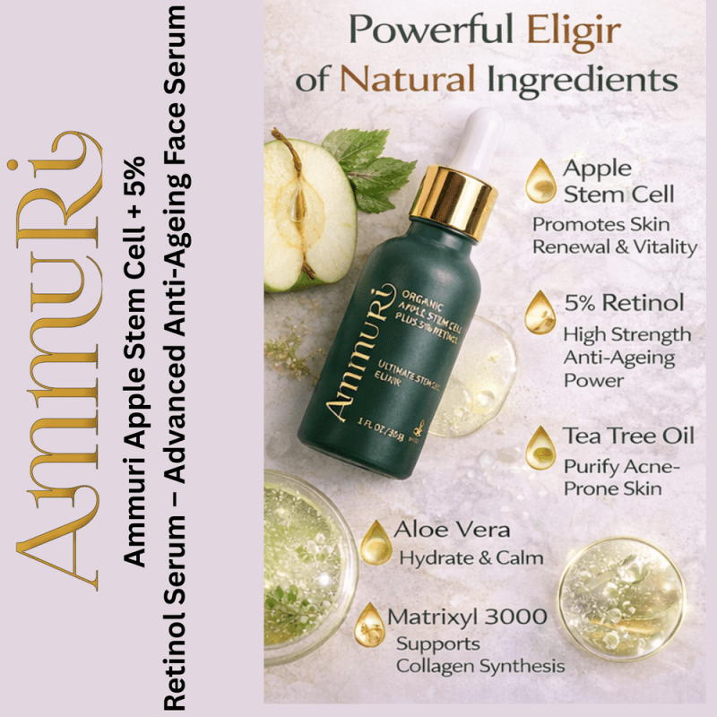 Ammuri’s 5% High Strength Retinol Serum + Apple Stem Cell Serum - 30ml - Ammuri Retinol Serum 5% (Ultimate Apple Stem Cell) - British D'sire