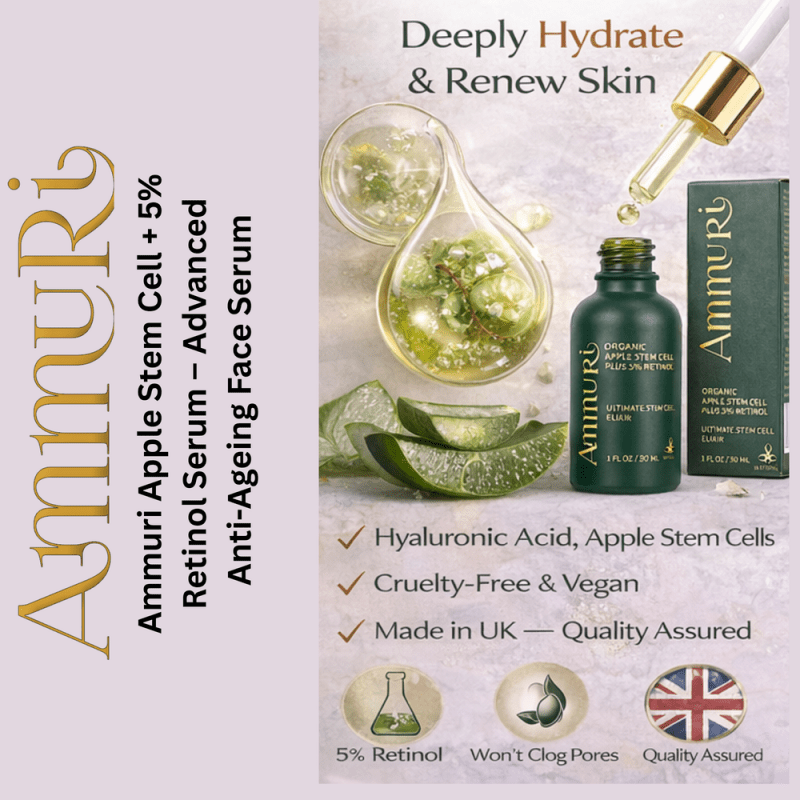 Ammuri’s 5% High Strength Retinol Serum + Apple Stem Cell Serum - 30ml - Ammuri Retinol Serum 5% (Ultimate Apple Stem Cell) - British D'sire