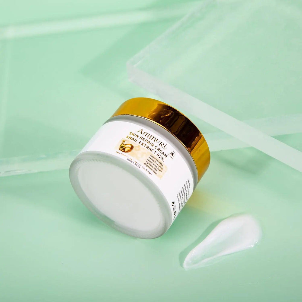 Ammuri Bioactive Snail Repair Cream jar showcasing anti-aging snail cream for youthful skin
