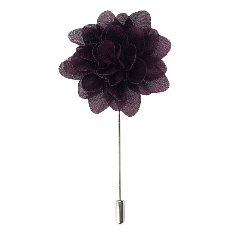 Amour Flower Lapel Pin, Burgundy - All Products - British D'sire
