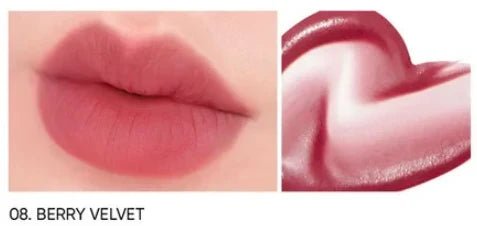 AMUSE Dew Velvet Semi Matt Fresh Dewy Velvet Texture Korean Makeup Transfer-proof Non-sticky Lipstick glossy Vegan 08 Berry Velvet (Mauve Rose) 4g - Lip Tint - British D'sire