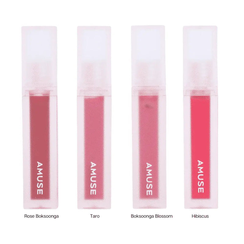 AMUSE Dew Velvet Semi Matt Fresh Dewy Velvet Texture Korean Makeup Transfer - proof Non - sticky Lipstick glossy Vegan 10 Rose Boksoonga (Rose Peach) 4g - Lip Tint - British D'sire