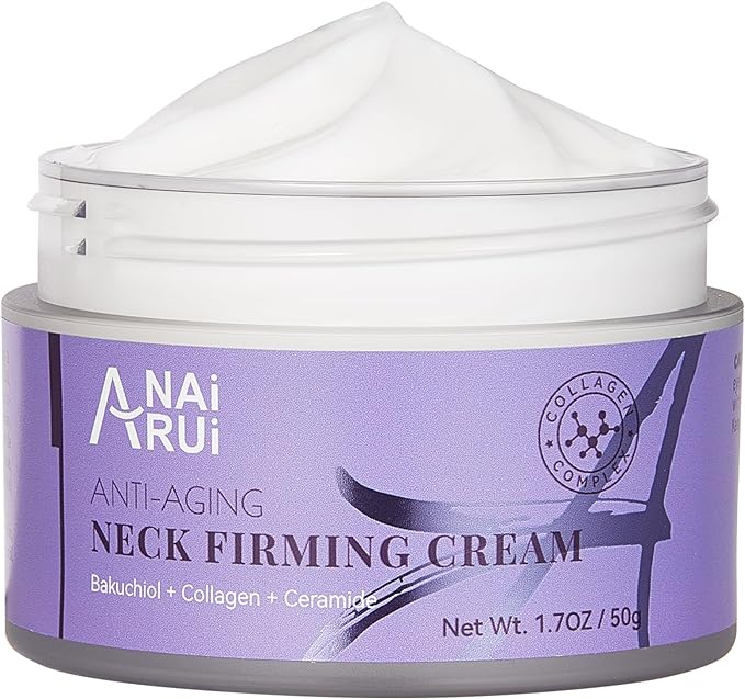 ANAiRUi Neck Firming Cream, Anti-Aging Moisturizer for Neck & Décolleté with Bakuchiol, Collagen & Ceramides, Skin Tightening Neck Cream, 50g - British D'sire