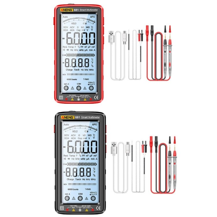 ANENG 681 LCD Digital Display Screen Smart Automatic Range Rechargeable Multimeter(Red) Secondary image