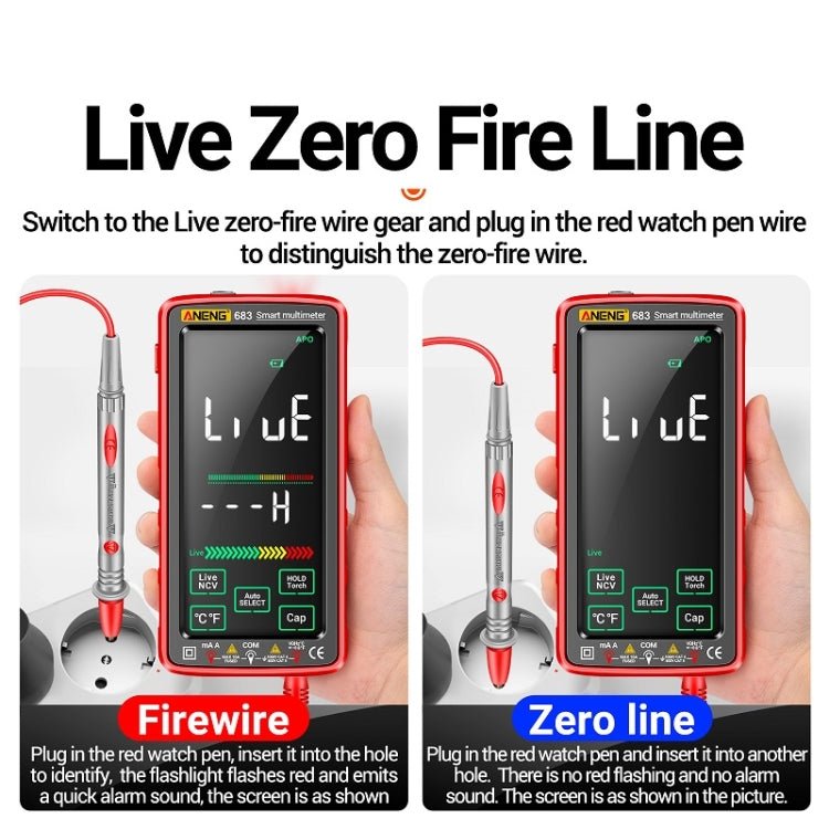 ANENG 683 Smart Touch Screen Automatic Range Rechargeable Multimeter(Red) - British D'sire