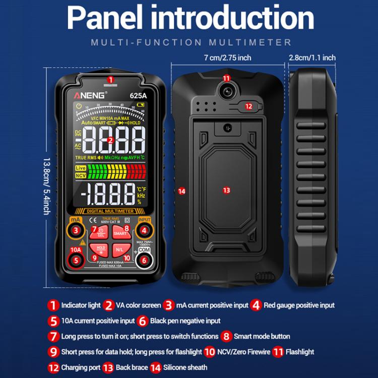 ANENG Intelligent Digital Maintenance Electrician Charging Multimeter(625A) - British D'sire