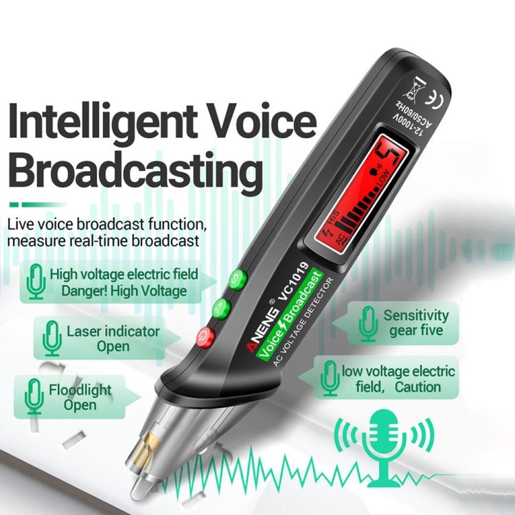 ANENG VC1019 Non - Contact Induction Electric Pen High - Precision Line Detection Breakpoint Voice Test Pen(Black) - British D'sire
