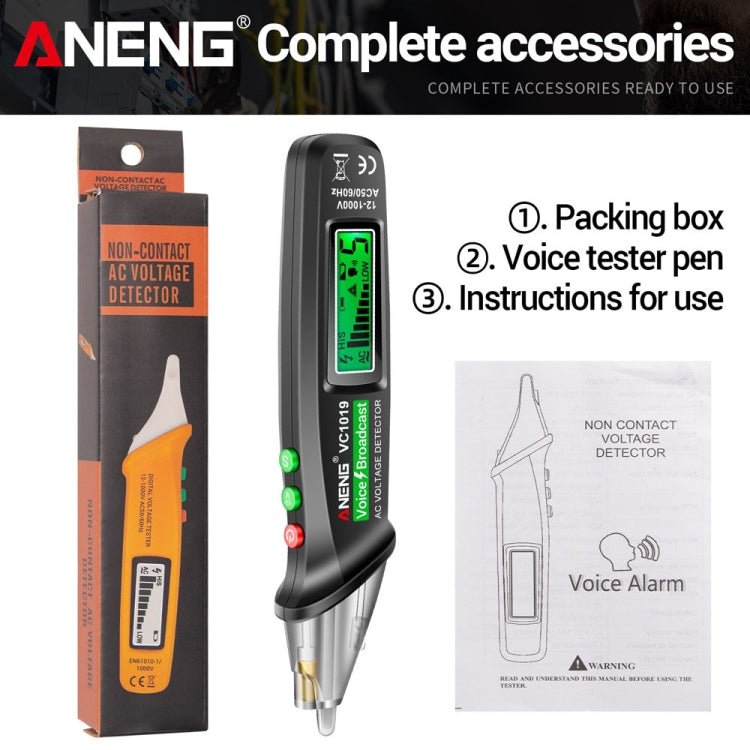 ANENG VC1019 Non - Contact Induction Electric Pen High - Precision Line Detection Breakpoint Voice Test Pen(Black) - British D'sire