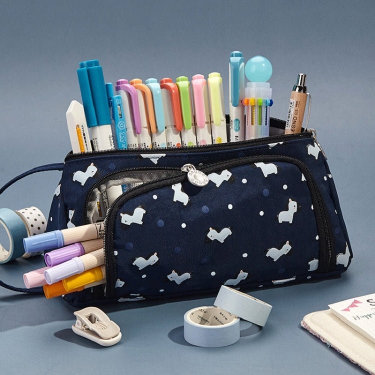 Angoo Canvas Large - Capacity Stationery Case With Side Window Student Pencil Storage Bag(Horse Starry Sky) - British D'sire