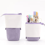ANGOO Corduroy Retractable Drop - Down Pencil Case Student Stationery Storage Bag(Purple) - British D'sire