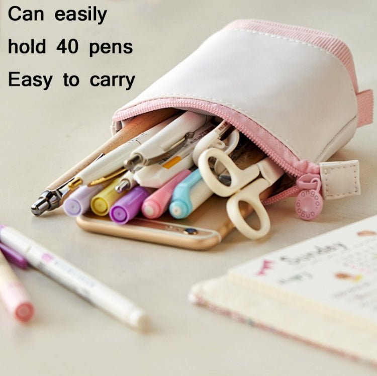 ANGOO Corduroy Retractable Drop - Down Pencil Case Student Stationery Storage Bag(Purple) - British D'sire