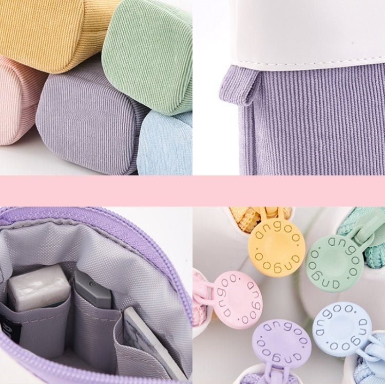 ANGOO Corduroy Retractable Drop - Down Pencil Case Student Stationery Storage Bag(Purple) - British D'sire