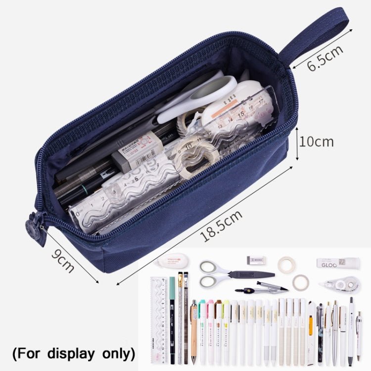 ANGOO Large - Capacity Student Stationery Bag Pure Color Simple Boat Shape Pencil Case(Blue) - British D'sire