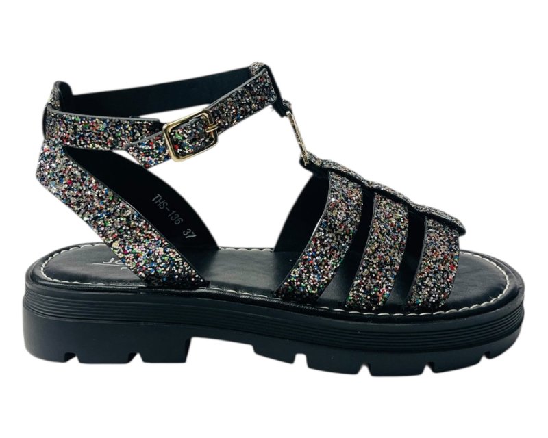 Ankle Strap Glitter Sandals - Sandals - British D'sire