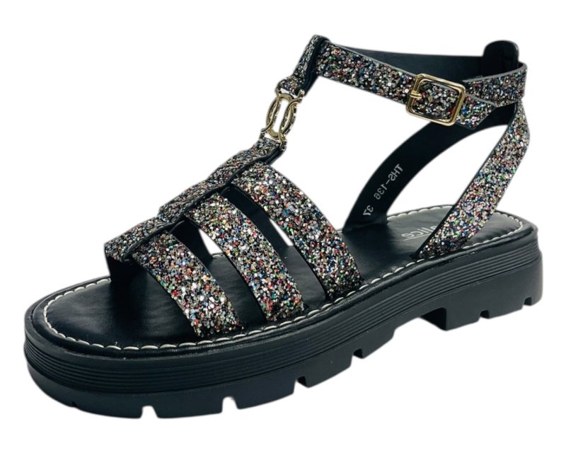 Ankle Strap Glitter Sandals - Sandals - British D'sire