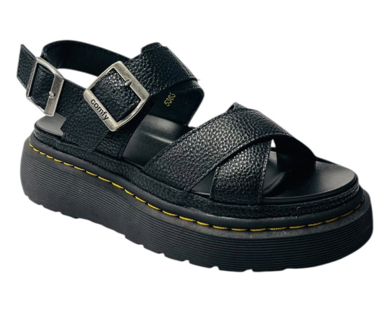 Ankle Strap Padded Chunky Sole Sandals - Sandals - British D'sire