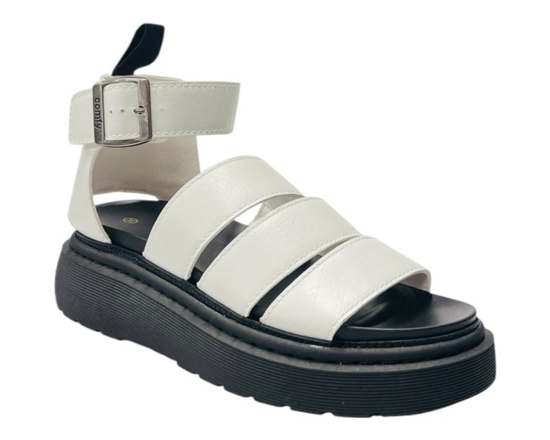 Ankle Strap Padded Chunky Sole Sandals - Sandals - British D'sire