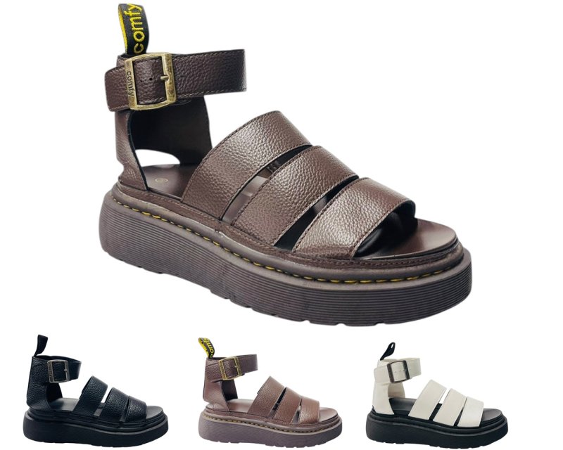 Ankle Strap Padded Chunky Sole Sandals - Sandals - British D'sire