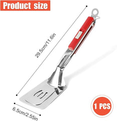 Anti-Scald Extended Handle Spatula Tongs, 11.6 Inch Multifunctional Stainless Steel Double Sided Shovel Clip Grill BBQ Clamp Spatula Food Flipping Cooking Tongs for Steak Fish Bread Burgers Pizza - British D'sire