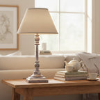 Antia Stem Table Lamp With Linen Shade - Lamps - British D'sire