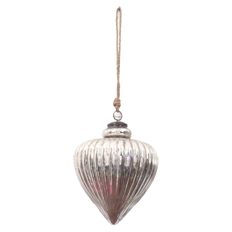Antique Silver Large Vallupe Bauble - Christmas Decor - British D'sire