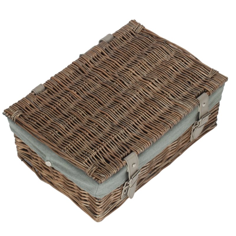 Antique Wash 35cm Empty Wicker Hamper Basket - Empty Picnic Baskets - British D'sire
