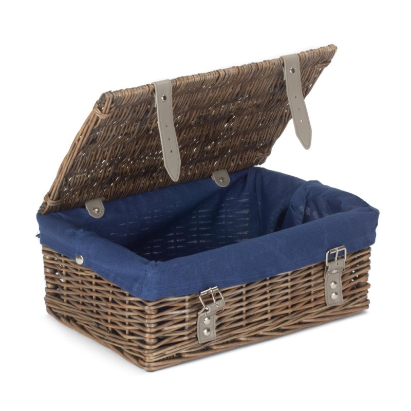Antique Wash 35cm Empty Wicker Hamper Basket - Empty Picnic Baskets - British D'sire