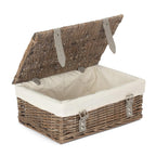 Antique Wash 35cm Empty Wicker Hamper Basket - Empty Picnic Baskets - British D'sire